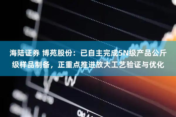 海陆证券 博苑股份：已自主完成5N级产品公斤级样品制备，正重点推进放大工艺验证与优化