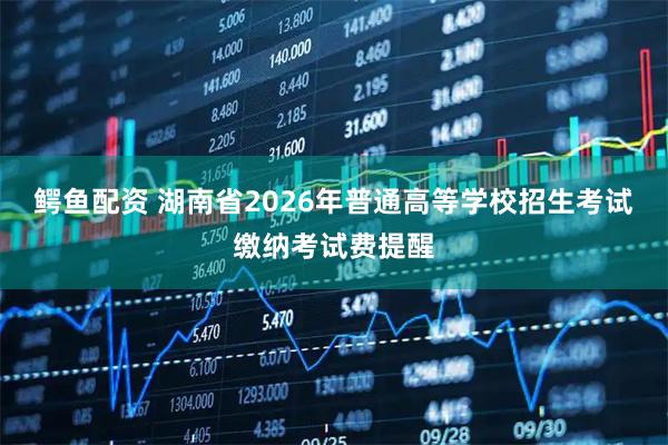 鳄鱼配资 湖南省2026年普通高等学校招生考试缴纳考试费提醒