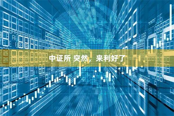 中证所 突然，来利好了