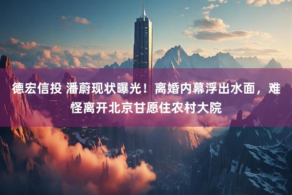德宏信投 潘蔚现状曝光！离婚内幕浮出水面，难怪离开北京甘愿住农村大院