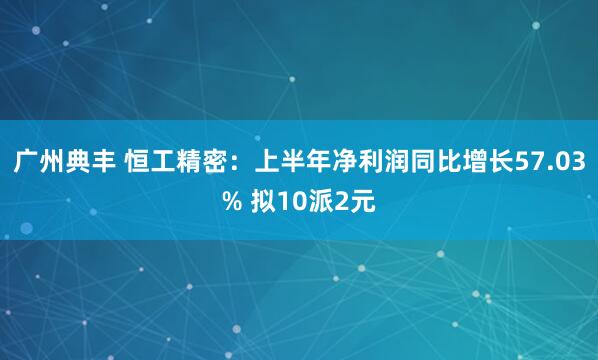 广州典丰 恒工精密：上半年净利润同比增长57.03% 拟10派2元